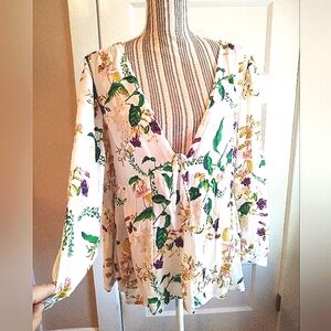 Lucky Brand Garden Floral Tie Front Top - xl